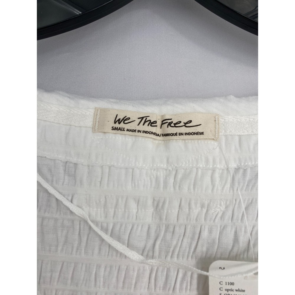 30 M Free People NWT Sugar Cube Crinkle Fabric Short Sleeve Tee Optic White Smal - Picture 7 of 12
